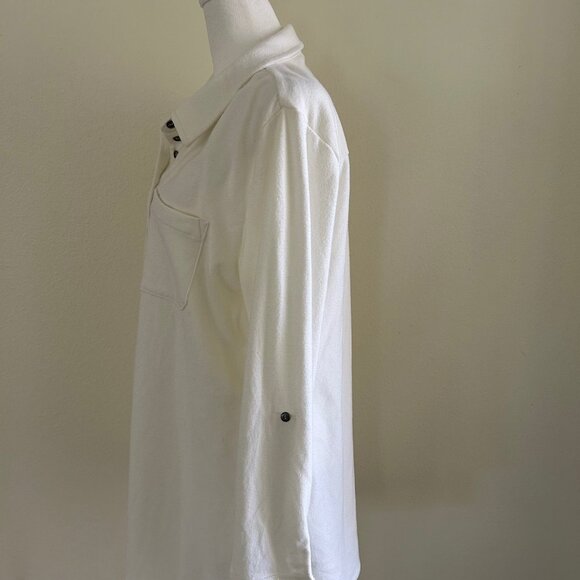 Soft Surroundings Shirt Take It Easy Roll-Tab Sleeve Knit Tunic Ivory SZL Casual - Picture 5 of 10